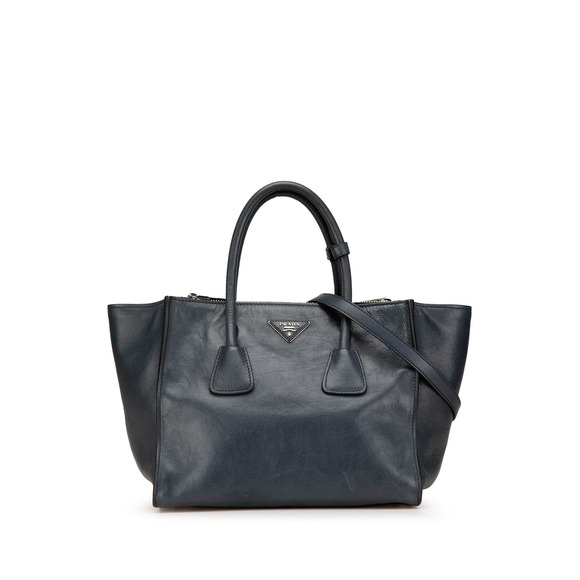 Pre-Loved Prada Glace Calf Twin Pocket Double Handle Satchel - Picture 1 of 12